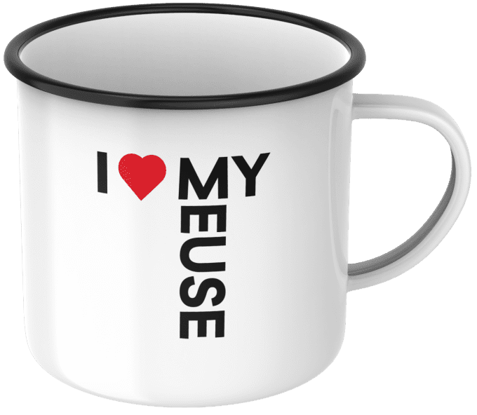 Grande tasse émaillée I Love my Meuse rouge